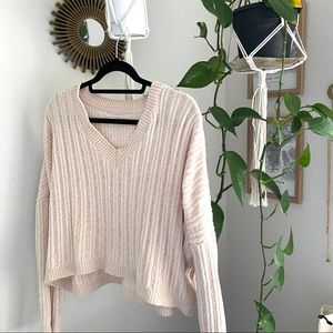 Pacsun Chenille cream v-neck sweater